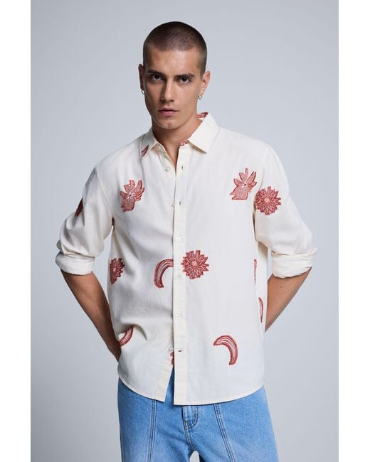 Desigual Gray Printed Jacquard Shirt, Cotton for men