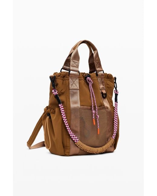 Desigual Brown Multi-Position Backpack With Drawstrings, Polyamide