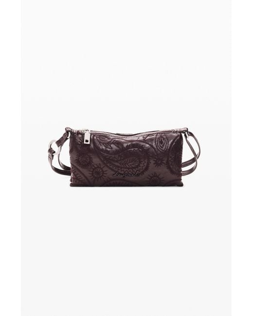Desigual Purple Paisley Crossbody Wallet, Polyurethane