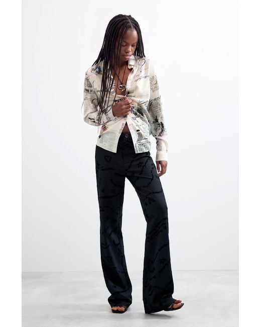 Desigual Blue Long Printed Trousers
