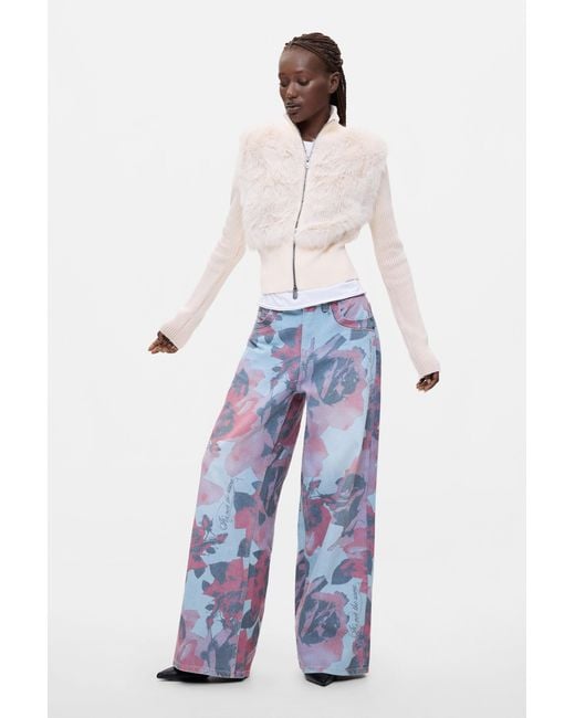 Desigual White Cropped Zipper Sweater