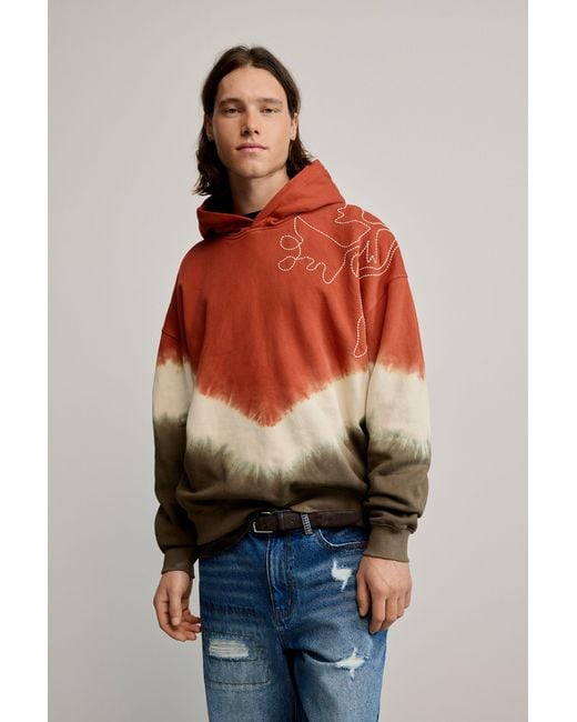 Desigual Red Tie-Dye Sweatshirt, Cotton for men