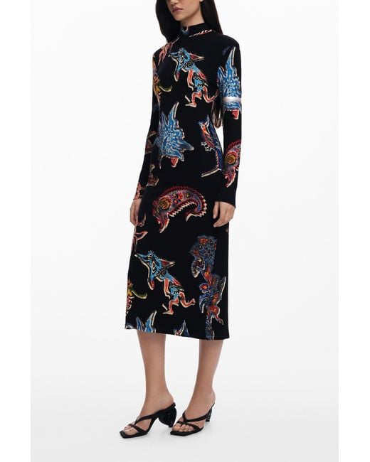 Desigual Black Dress Designed By Mr. Christian Lacroix, Viscose