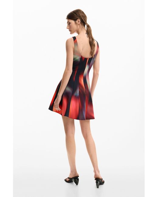 Desigual Red Short Dress Panels