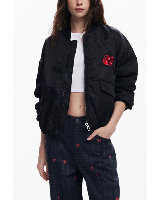 Desigual Blue Checkered And Cherry Pants, Cotton
