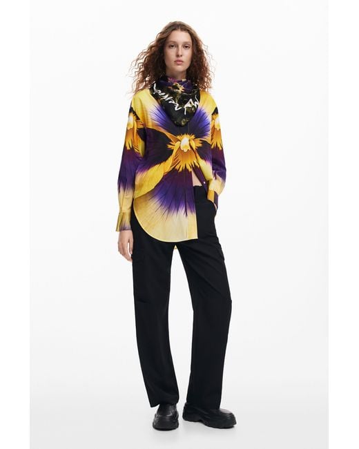 Desigual Black Floral Print Lacroix Capsule Scarf