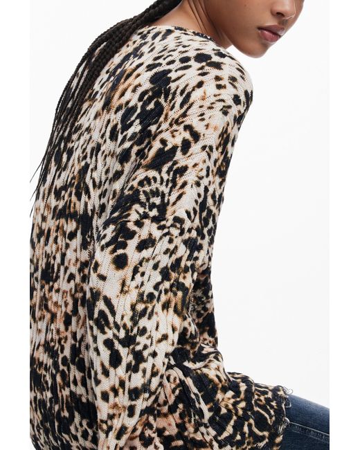 Desigual Multicolor Animal Print Sweater, Cotton