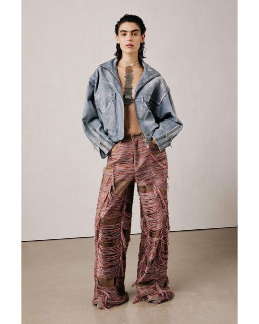 Desigual Red Frayed Studio Jeans, Cotton