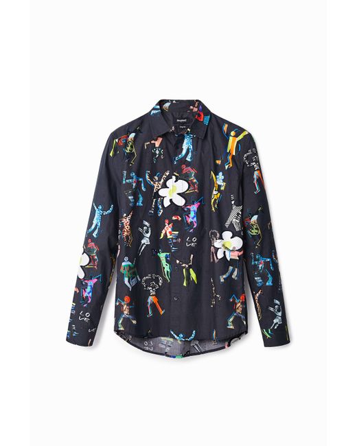 Camisa Manga Larga Dancing Desigual de hombre de color Blue