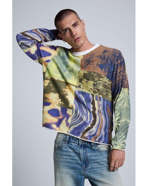 Jersey Estampado Patchwork, Hombre, Algodon, Verde Desigual de hombre de color Gray