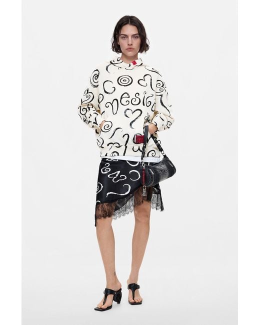 Desigual White Printed 100% Cotton Sweatshirt, Cotton