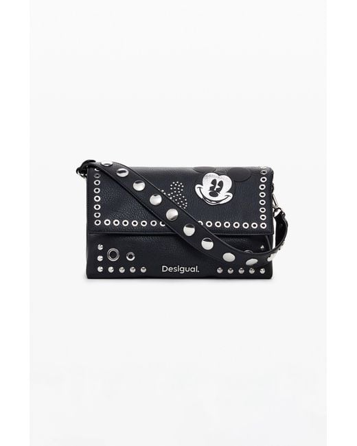Desigual Black Medium Mickey Mouse Studded Bag, Polyurethane