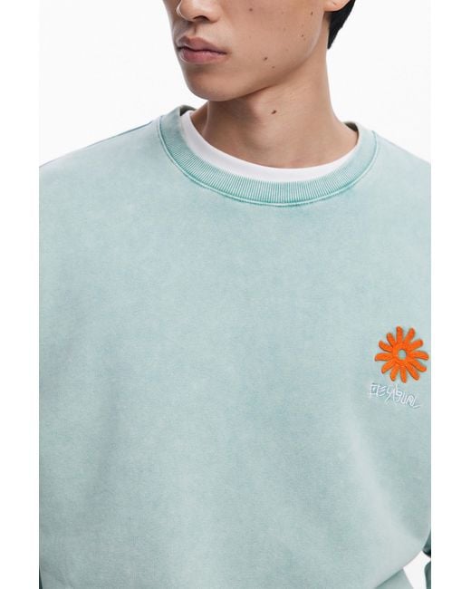 Desigual Blue Buenavida Embroidered Sweatshirt, Cotton for men