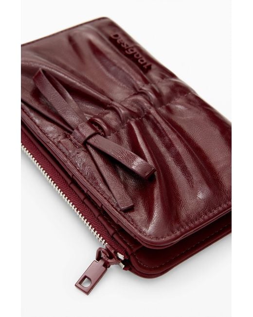 Desigual Red Small Shiny Bow Wallet, Polyurethane