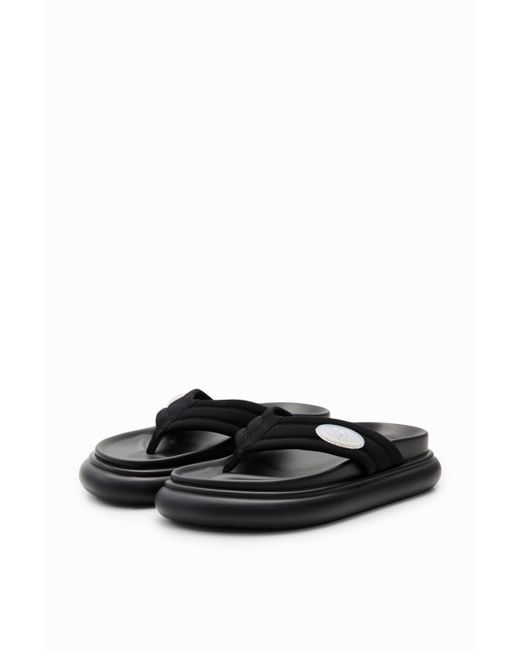 Desigual Black Platform Toe Post Sandals
