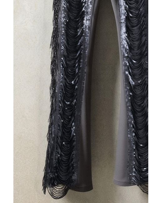 Desigual Black Long Glitter Trousers, Polyester