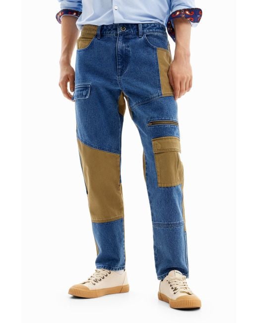 Desigual Blue Denim Cargo Trousers for men