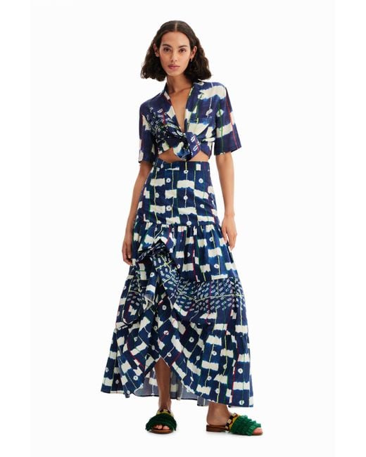 Desigual Blue Stella Jean Multi-position Long Skirt