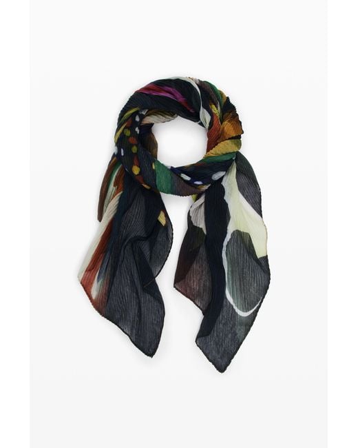Desigual Black Foulard Designed By Mr. Christian Lacroix, Polyester