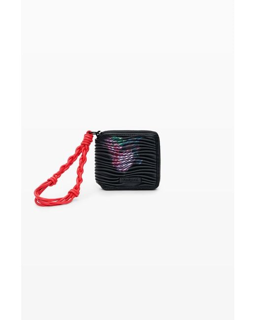 Desigual Black Medium Floral-Texture Wallet, Polyurethane