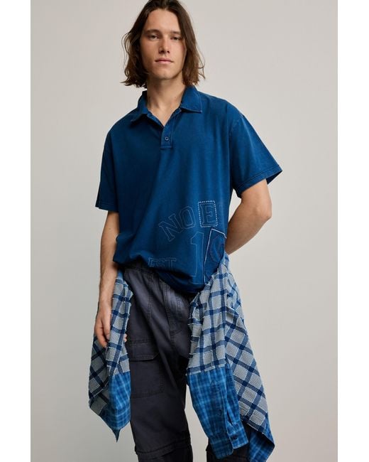 Desigual Blue Polo T-Shirt Detail, Cotton for men