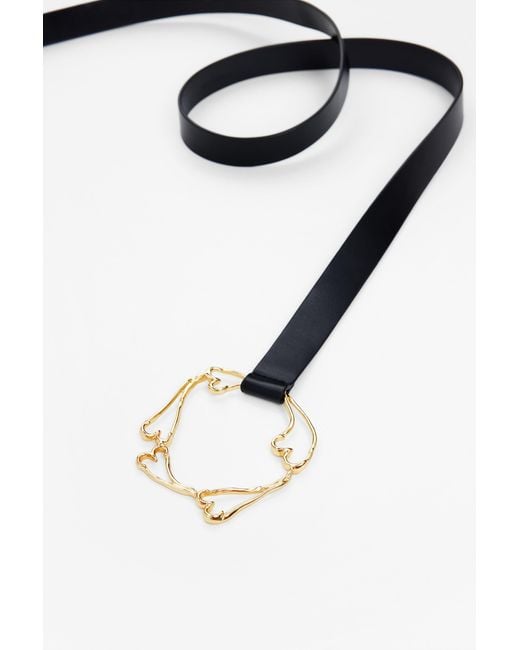 Desigual Black Zalio Heart Belt, Polyurethane