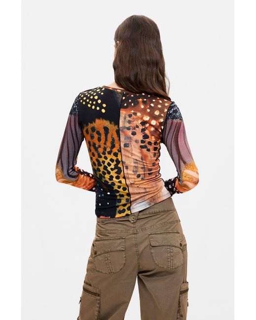 Desigual Multicolor Printed Long Sleeve T-Shirt, Viscose