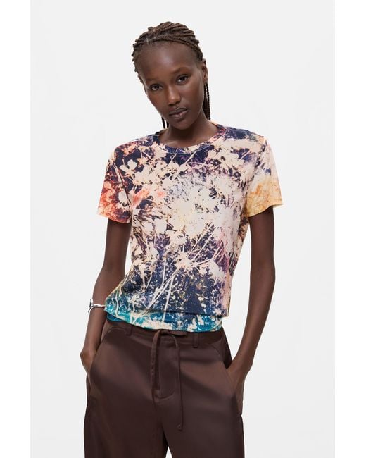 Desigual Orange Tie-Dye Print T-Shirt