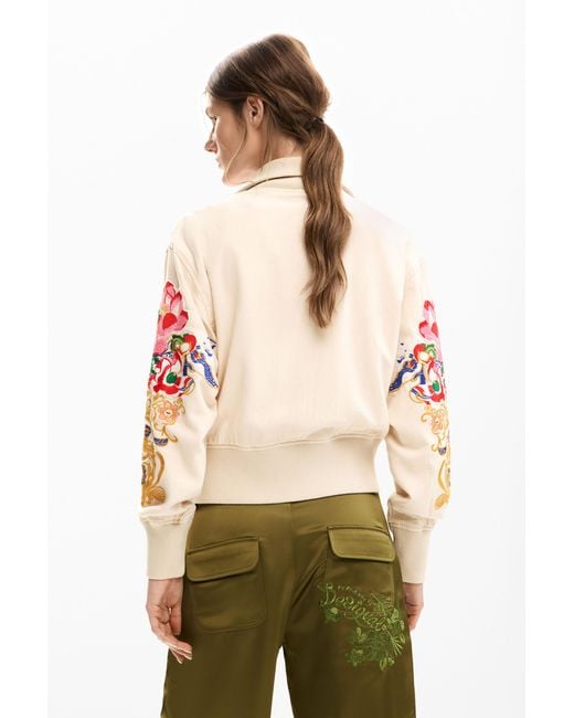 Desigual Natural Floral Patch Jacket, Viscose