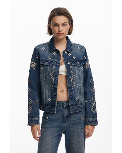 Desigual Blue Mirror Denim Jacket, Cotton