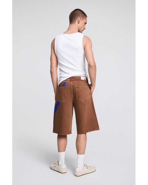 Desigual Brown Printed Bermuda Shorts With Suns, Cotton for men