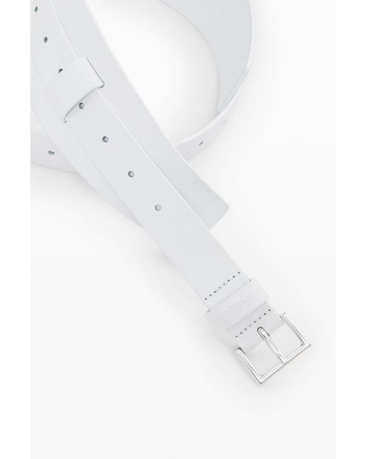Desigual White Plain Double Belt, Cow Split Leather