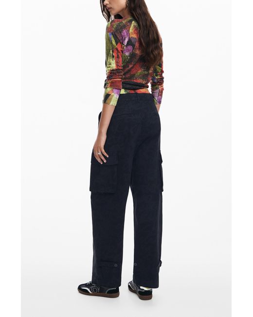 Desigual Blue M. Christian Lacroix Printed Cargo Pants, Cotton