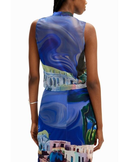 Desigual Blue M. Christian Lacroix Tulle Landscape T-Shirt, Polyester