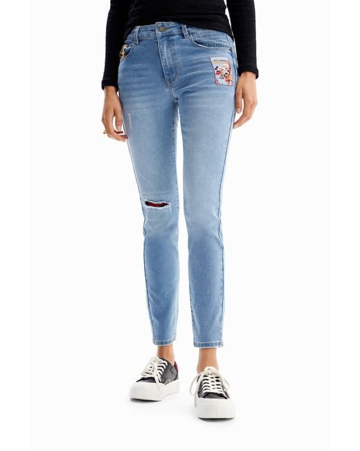 Desigual Blue Mickey Mouse Slim Push-Up Jeans