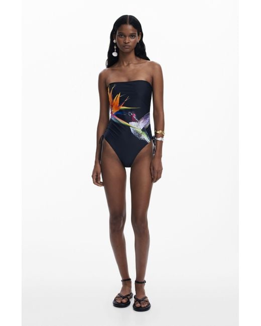 Desigual Black Colibrí Swimsuit