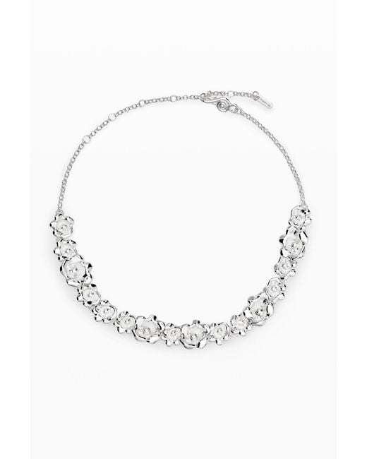 Desigual White Big Flower Necklace Zalio
