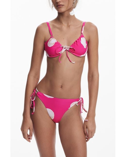 Desigual Red Fuchsia Shell Bikini Bottoms