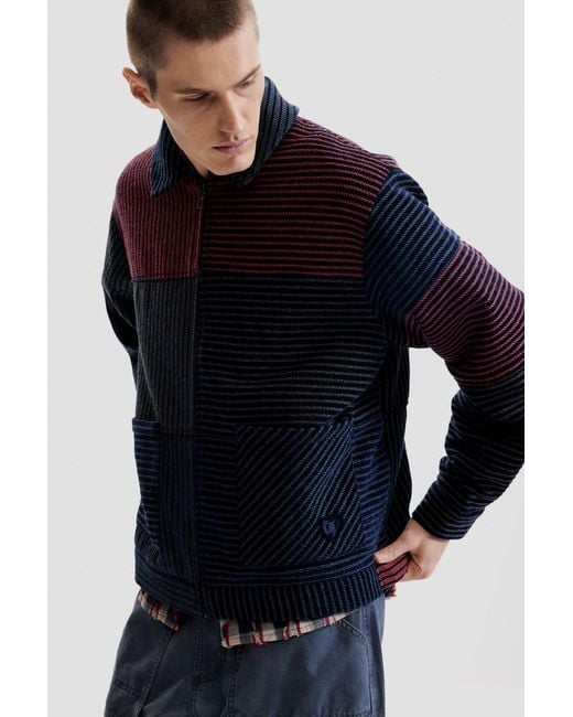 Desigual Blue Chenille Coat Blocks, Polyester for men