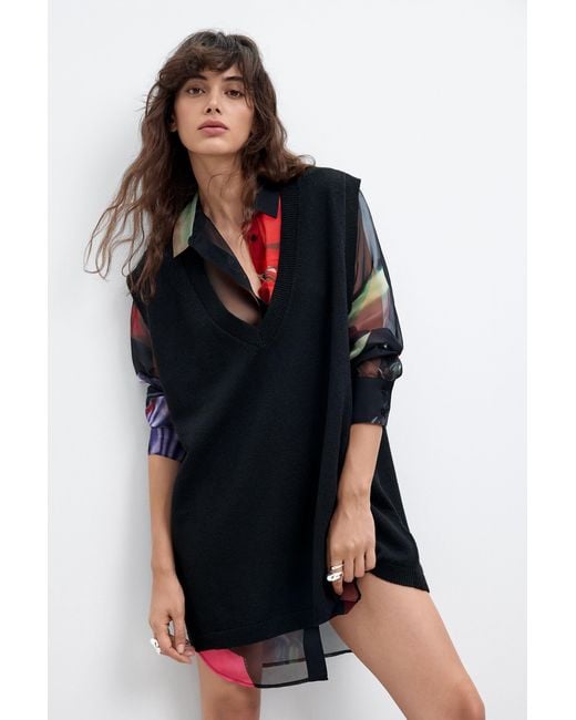 Desigual Black Long-Sleeved Dress M. C. Lacroix, Polyester