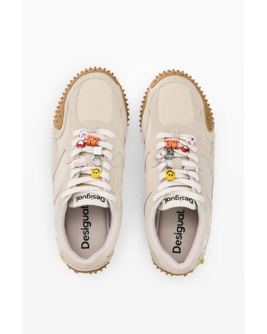 Desigual White Leather Charm Sneakers