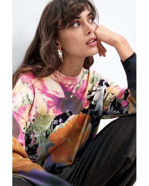 Desigual Black Lacroix Printed Sweater