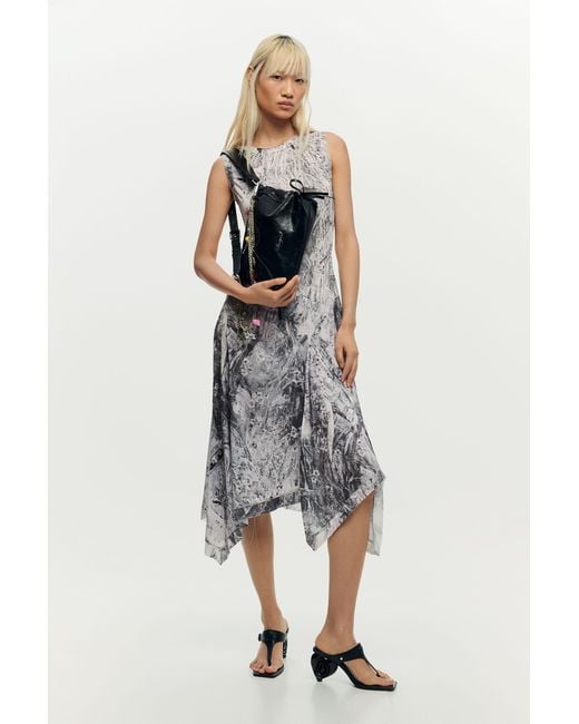 Desigual Black Draped A-Line Dress, Polyester