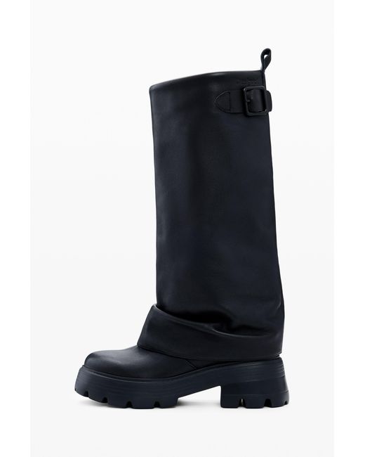 Desigual Black High Leather Boot, Cow Leather