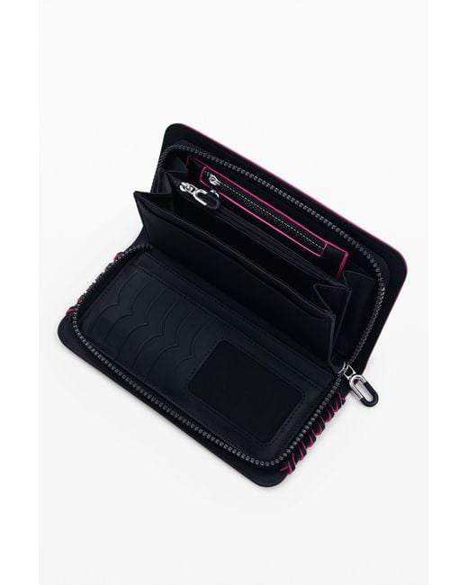 Desigual Black Medium Wallet With Detachable Leather-Effect, Polyurethane