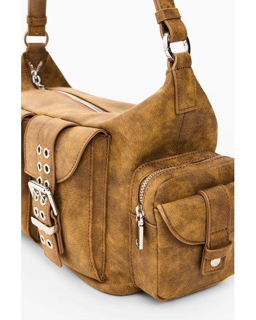 Desigual Metallic Medium Buckle Bag, Polyurethane