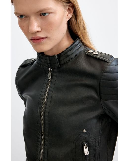 Desigual Gray Jacket Leather Effect