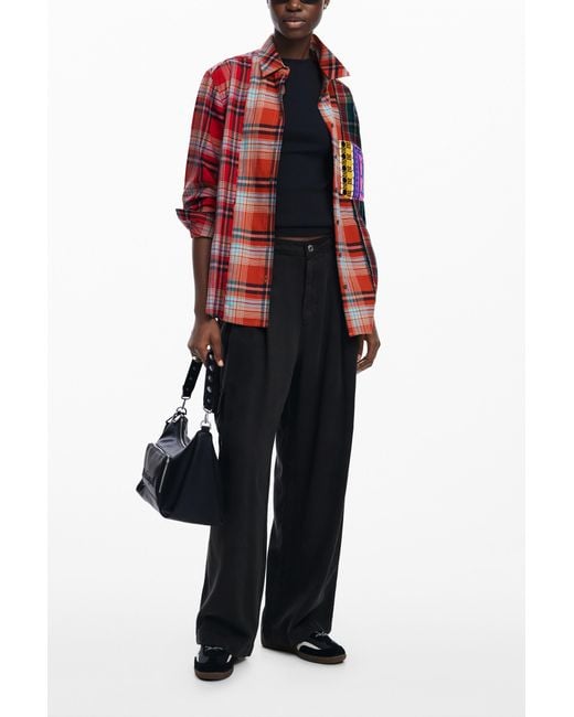 Desigual Patchwork Checkered Shirt, Cotton