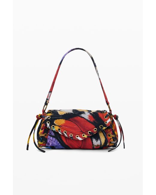 Desigual White Medium Printed Bag, Cotton