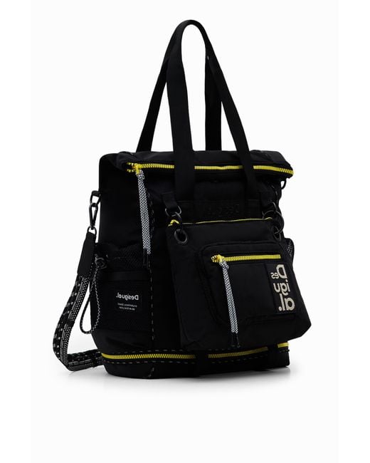 Desigual Black Xl Multi-Position Voyager Backpack, Polyester